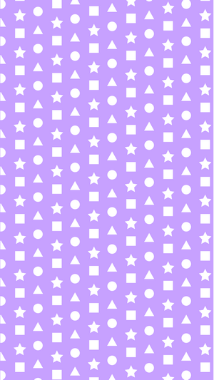White geometric shapes on a purple background