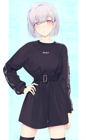 Anime Girl in Black Sweater Dress