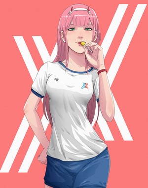 Zero Two from Darling in the FranXX with Lollipop