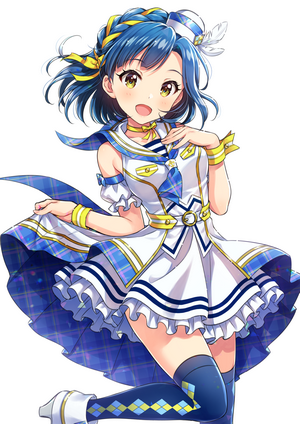 Anime girl with blue hair in a sailor outfit