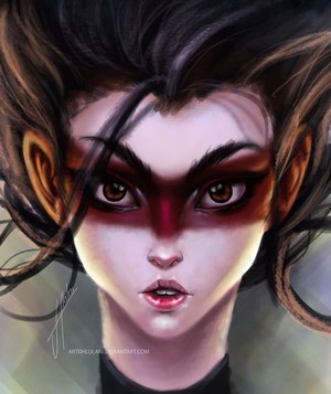 Anime girl with red face paint