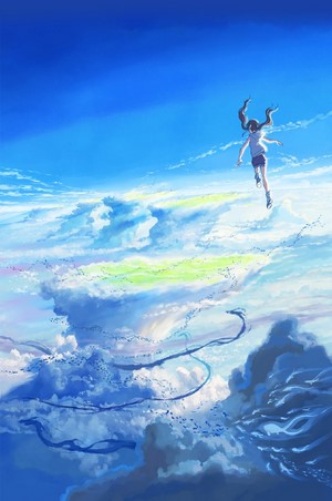 Hina Amano from Tenki no Ko flying in the sky