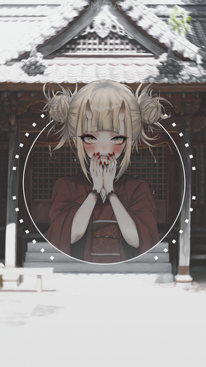 Himiko Toga from Boku no Hero Academia in front of a shrine