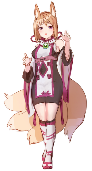 Anime fox girl with multiple tails
