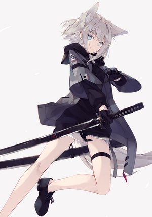 Anime Girl with Neko Ears and Katana