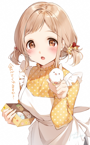 Anime girl with bird-shaped sweets