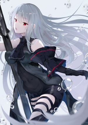 Skadi from Arknights with a sword