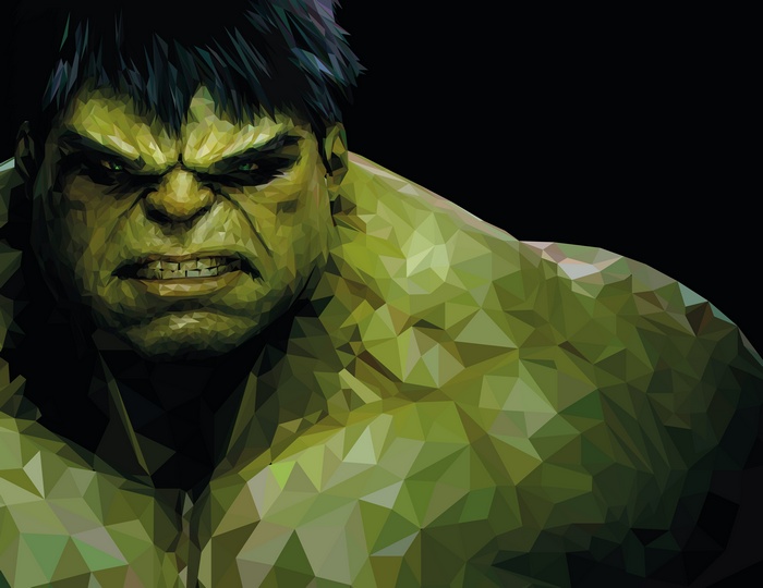 Hulk from Marvel Comics, Low poly art