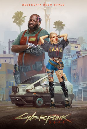 Cyberpunk 2077 characters with a car