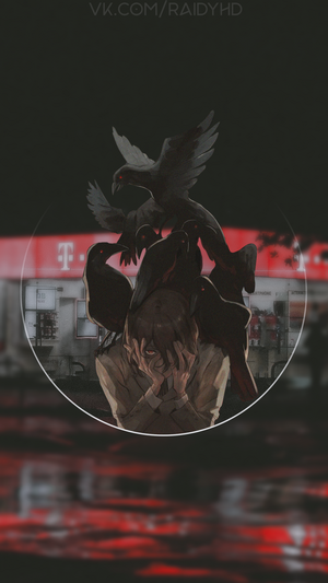Anime boy with crows and T-Mobile sign
