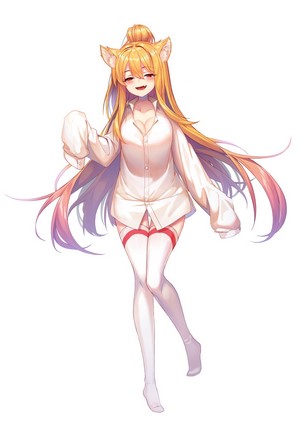 Anime girl with blonde hair and animal ears