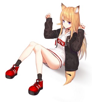 Anime girl with blonde hair and animal ears