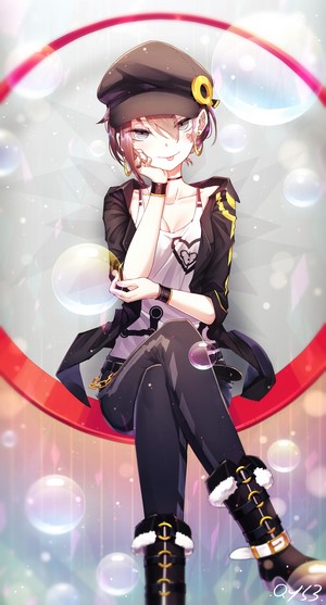 Anime girl with hat and boots sitting