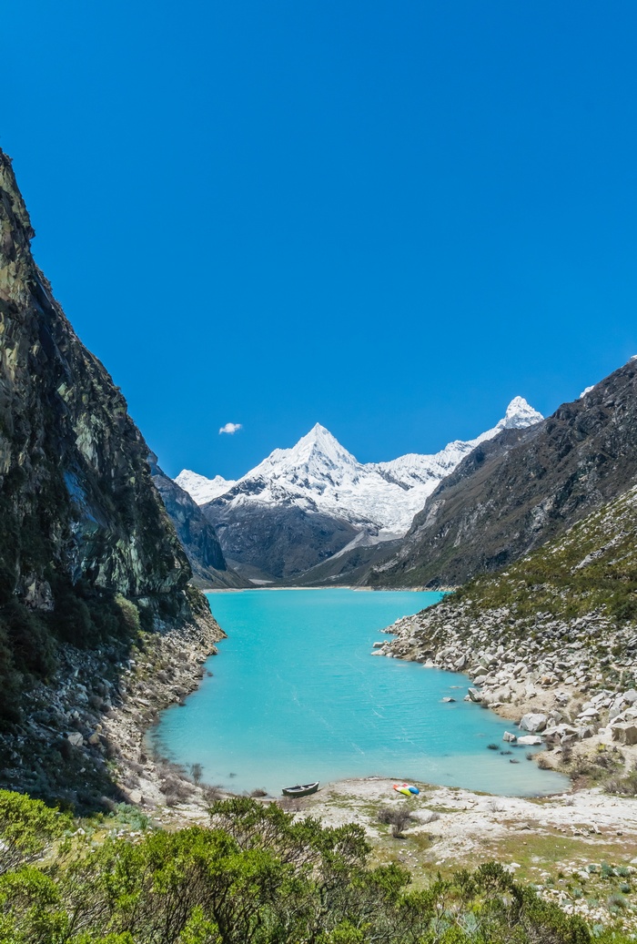 Lake Paron with snow-capped mountains in Peru