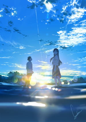 Anime Boys and Girls Under Blue Sky