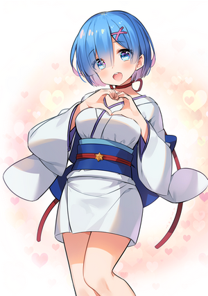 Rem from Re:Zero wearing a kimono