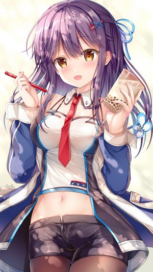 Mullany from Azur Lane holding bubble tea