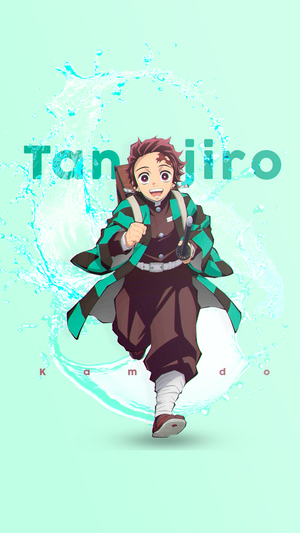 Tanjiro Kamado from Kimetsu no Yaiba running with water splashes