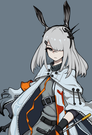 Anime girl with white hair and bunny ears