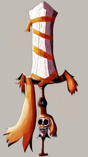 Fantasy sword with skull hilt and crystal blade
