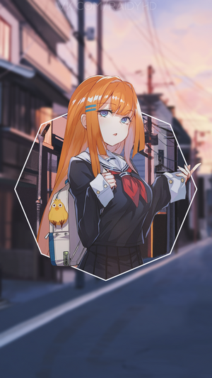 Anime girl in school uniform with backpack