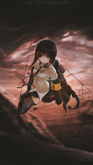 Anime girl with headphones and weapon from Girls Frontline