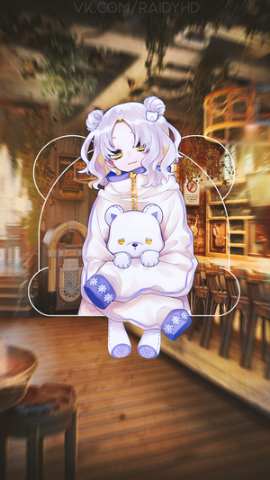 Anime girl in pajamas holding a teddy bear