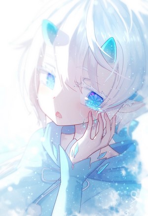 Anime girl with blue eyes and white hair