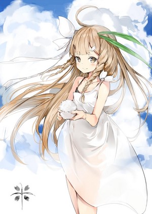 Anime girl with blonde hair holding a ball