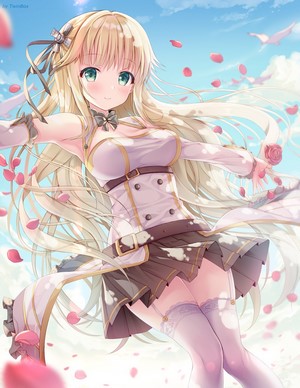 Anime girl with blonde hair and blue eyes