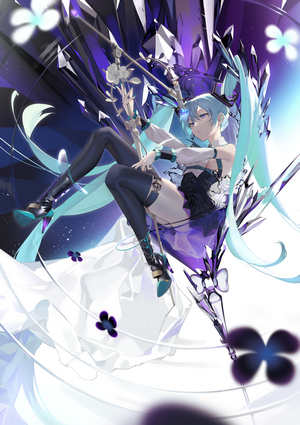 Hatsune Miku with blue hair and stockings