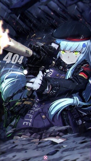 HK416 from Girls Frontline firing a weapon in the rain