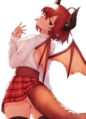 Demon girl with red hair and wings