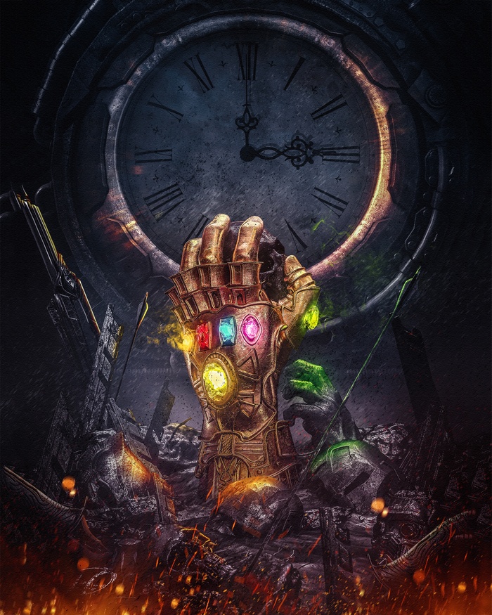 Infinity Gauntlet with Infinity Stones and Clock