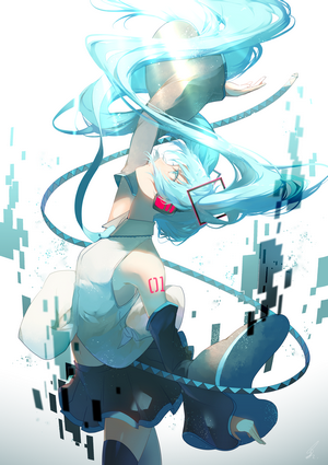 Hatsune Miku from Vocaloid with cyan twintails