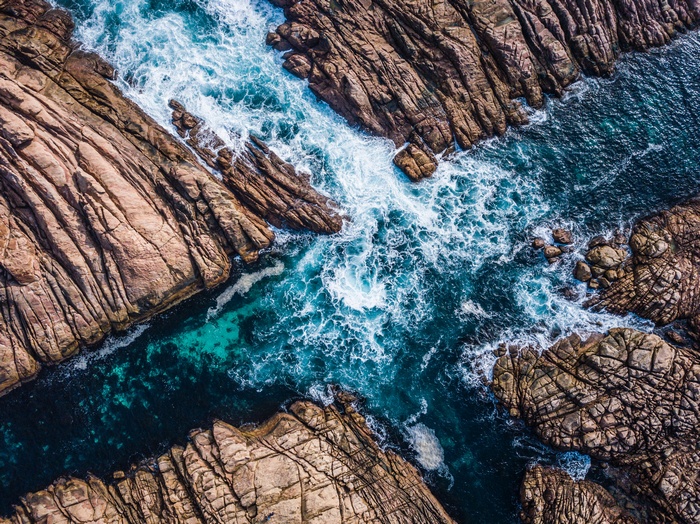 Aerial view of Canal Rocks coastline in Australia