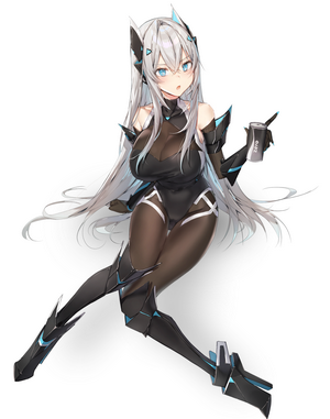 Anime girl with white hair holding a can of Zero