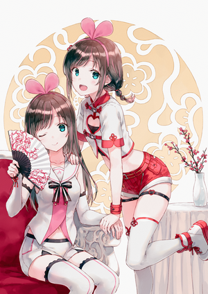 Kizuna Ai and friend in traditional Chinese outfits
