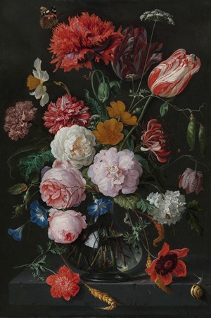 Traditional Painting of Vibrant Floral Arrangement