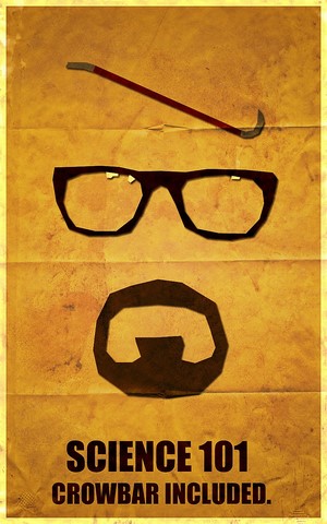 Gordon Freeman from Half-Life 2 with glasses and crowbar
