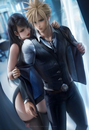 Cloud Strife and Tifa Lockhart in Final Fantasy VII