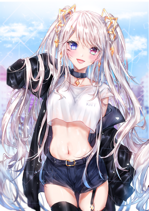 Anime Girl with White Hair and Heterochromatic Eyes
