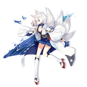 Kaga from Azur Lane with Fox Ears and Tails