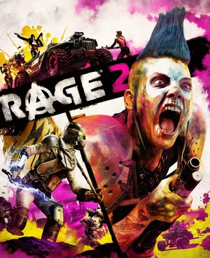 Rage 2 video game art with characters and vehicles