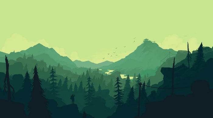 Minimalist Mountains and Forest Landscape