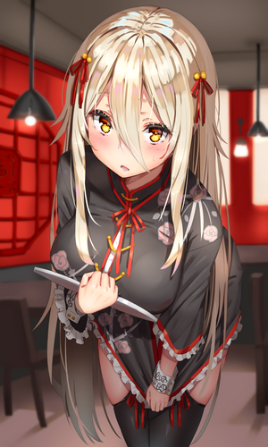 Anime girl with blonde hair and yellow eyes
