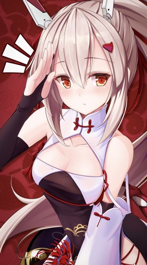 Anime girl with long blonde hair and red eyes