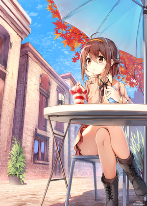 Shiratsuyu from Kantai Collection at a cafe