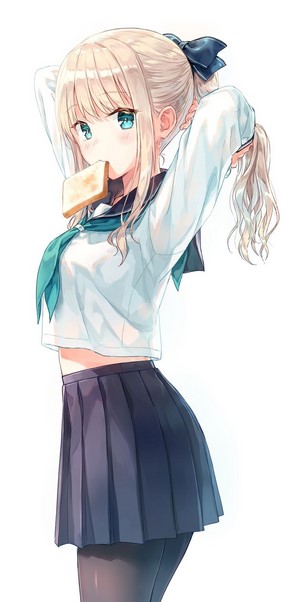 Anime Girl with Blonde Hair and School Uniform