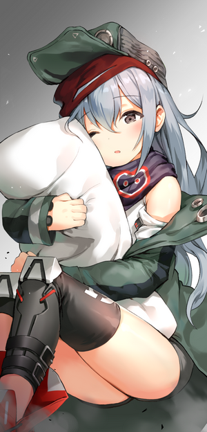 G11 from Girls Frontline hugging a pillow